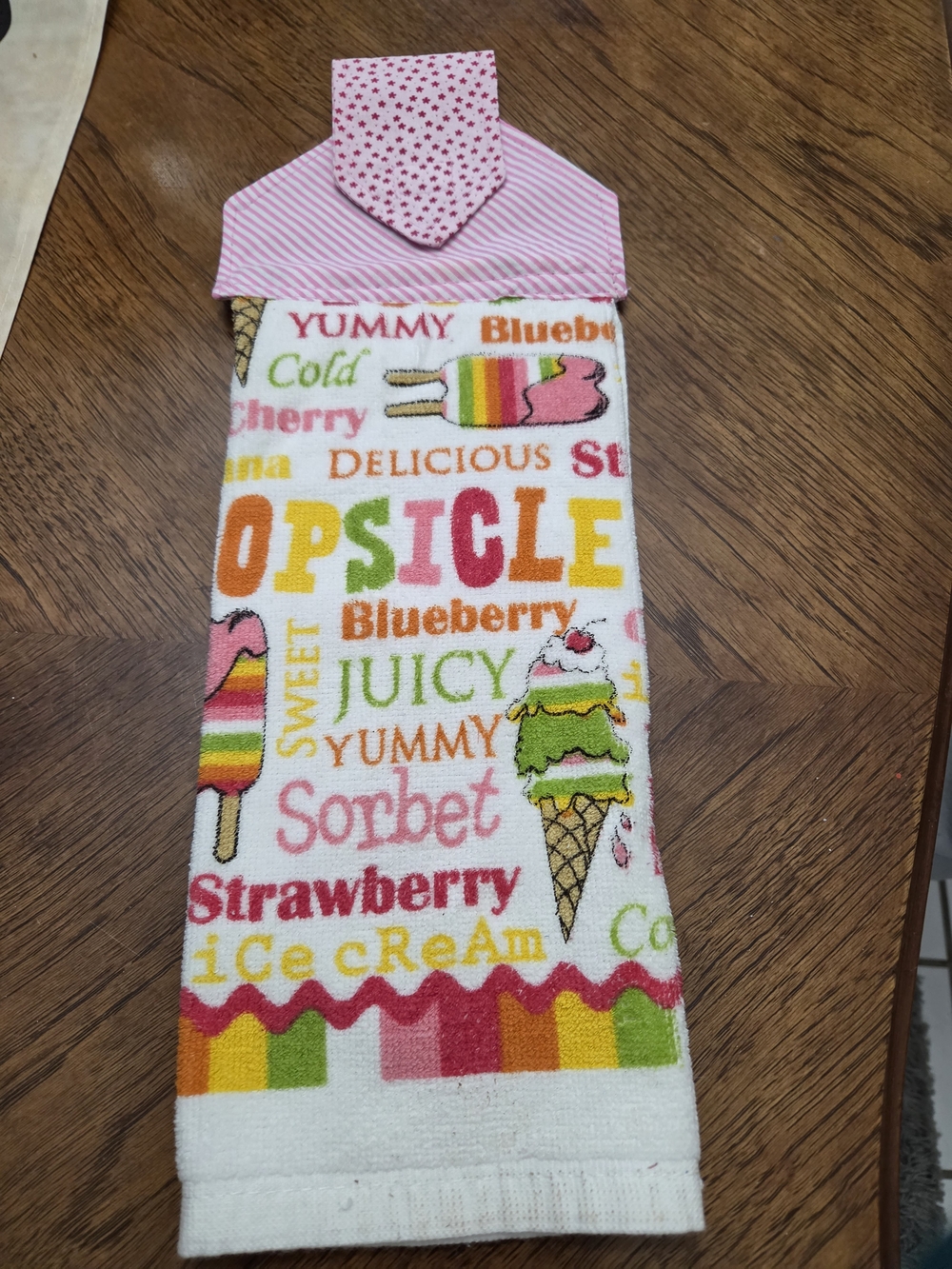 Colorful Popsicle Hanging Kitchen Towel - Pink